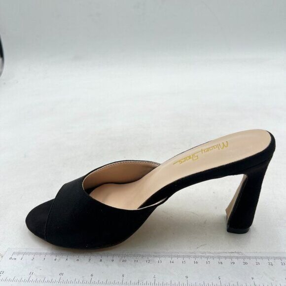 Milooey shoes Women's Open Peep Toe Heeled Mules Block High Heels Elegant Single - Picture 2 of 7